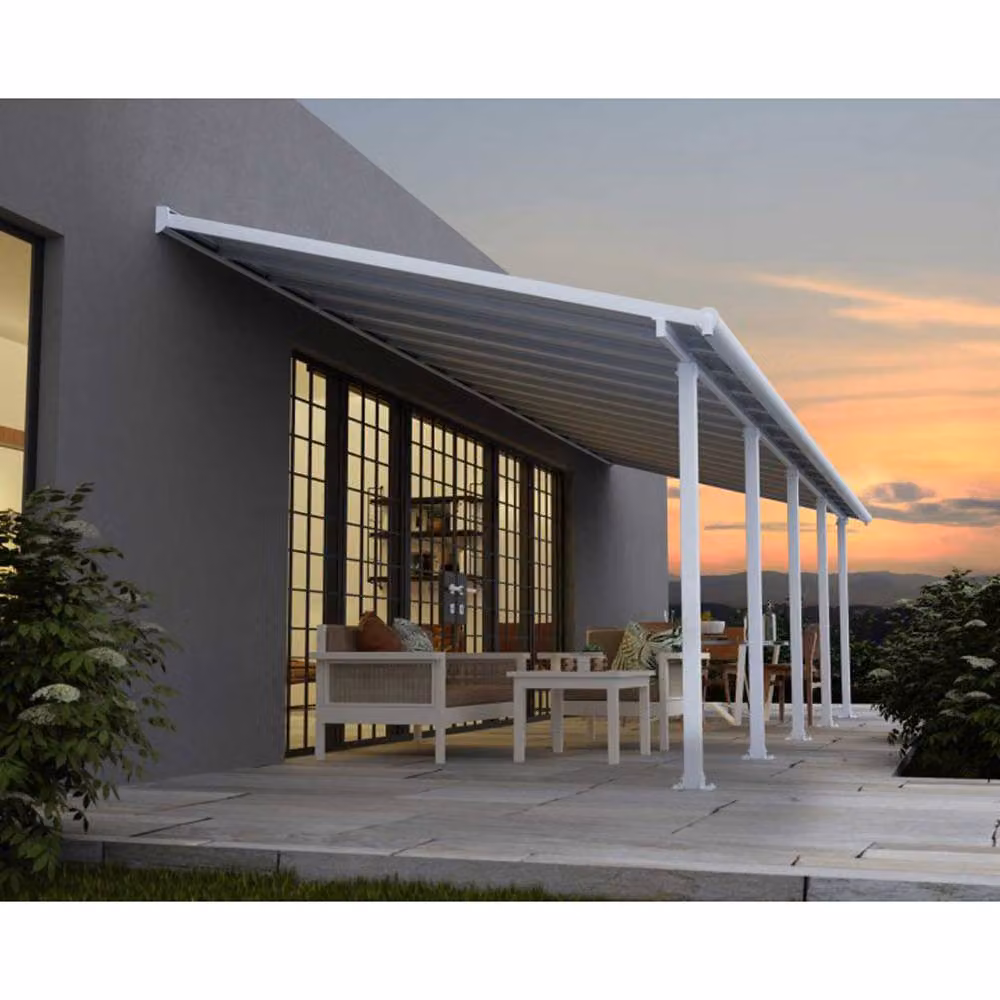 Palram Olympia Lean-to Patio Cover in White and Transparent Polycarbonate, W: 300 cm, D: 980 cm, H: 305 cm – 2