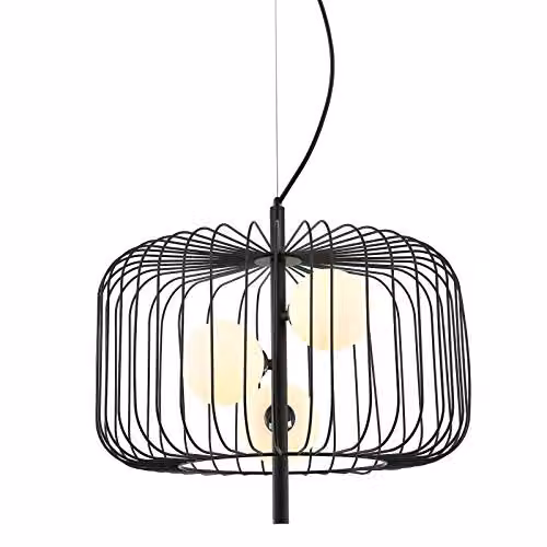 Netlighting Modern 3-Light Suspended Pendant Light with Black and White Shades and G9 Base