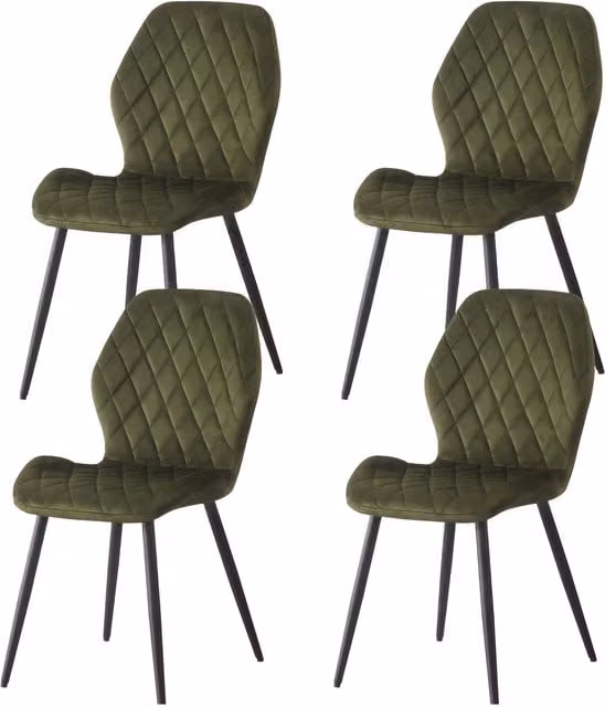 SONARA Modern Velvet Dining Chairs Set of 4 in Green with Black Metal Frame