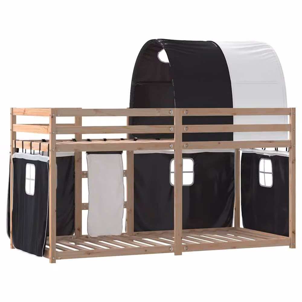 Berkfield Home Elegant Two-Level Bunk Bed in White and Black Solid Pine Wood, W/D/H: 80 x 200 cm – 5