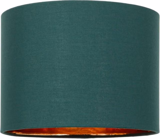 Happy Homewares Contemporary Round Cotton Lamp Shade with Shiny Paper Inner in Dark Green, Diameter: 35.56 cm