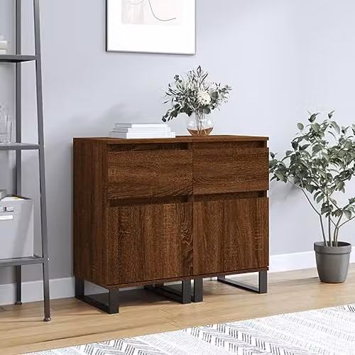 vidaXL Set of 2 Industrial Sideboards in Brown Oak, W/D/H: 40 x 35 x 70 cm – 2