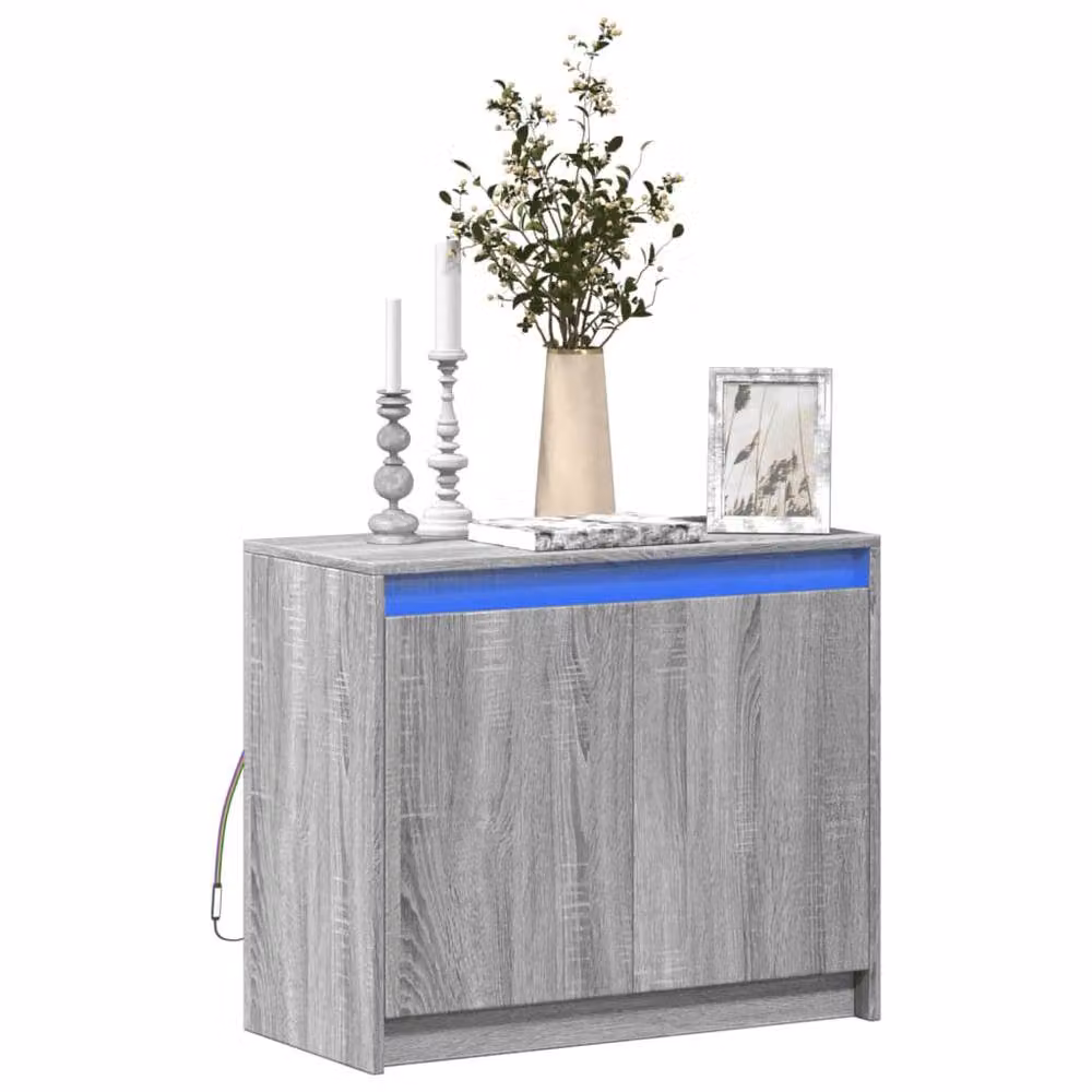 Berkfield Home Grey Sonoma Sideboard with Integrated LED Lighting, W/D/H: 72 x 34 x 61 cm – 2