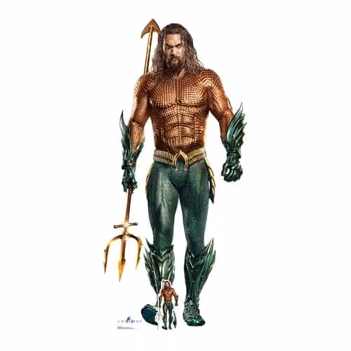 Star Cutouts Aquaman Jason Momoa Cardboard Cutout in Blue and Multicolour, Height: 194 cm – 1