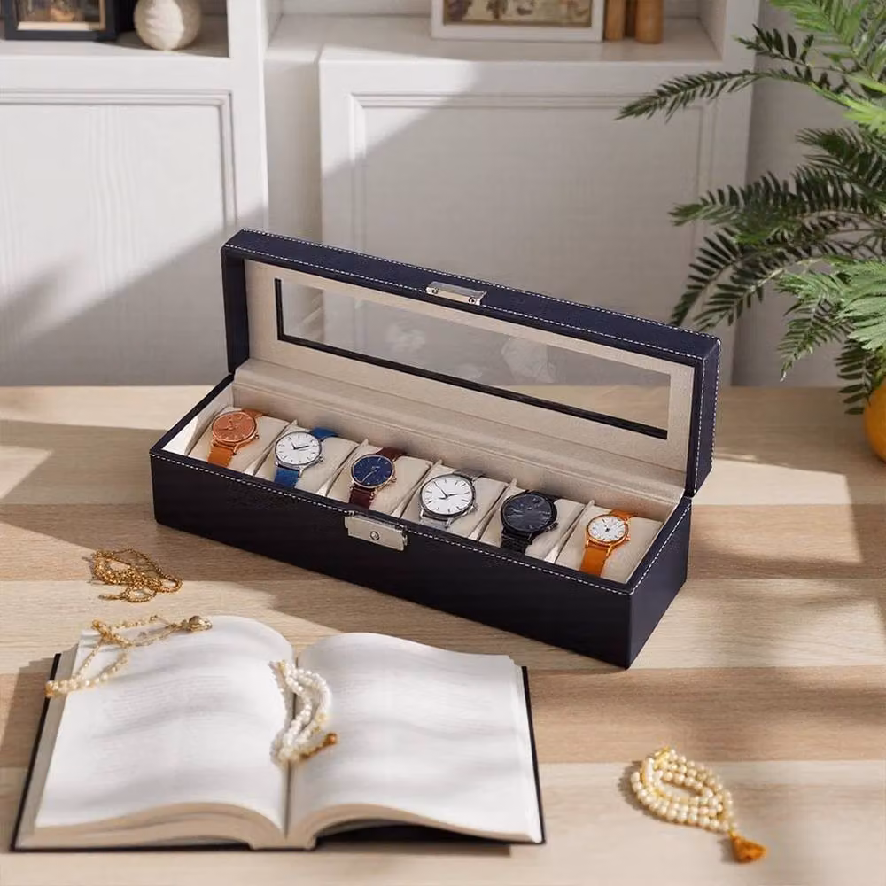 Kelvenix 6-Slot Lockable Watch Display Box in Black – 4