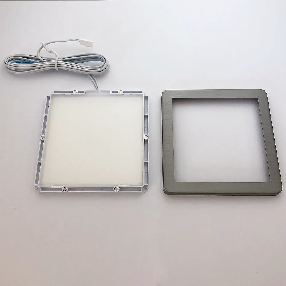 Loops 6x Brushed Nickel Ultra-Slim Square Under Cabinet Kitchen LED Light and Driver Kit in Silver with Natural White Diffused Light – 2
