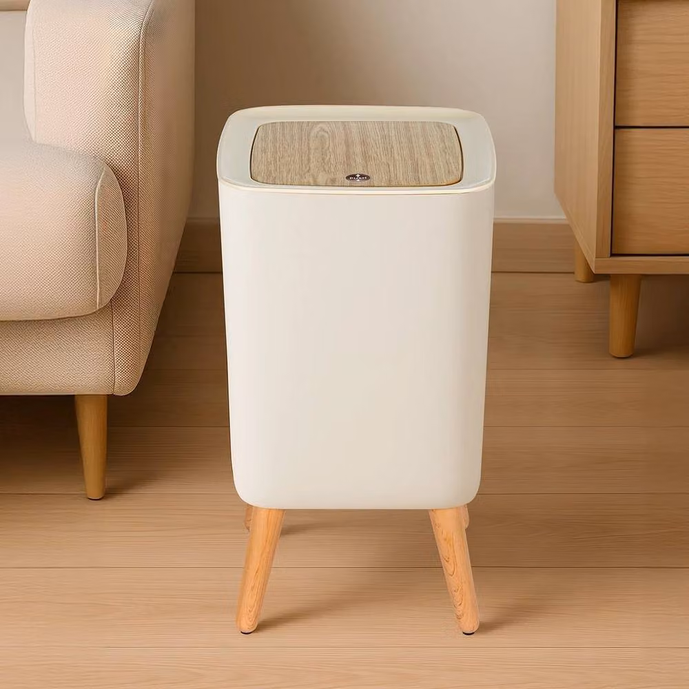 Kelvenix Square Touch Plastic Bathroom Trash Can in White – 2