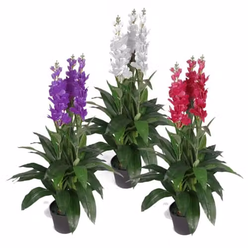 Leaf LEAF-7076 Extra Large Artificial Dark Pink Cymbidium Orchid Plant in a Black Plastic Pot, Height: 90 cm – 3
