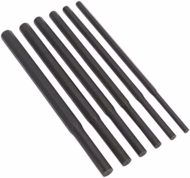 Loops 6 Piece Heavy Duty Parallel Pin Punch Set, Hardened and Tempered Stainless Steel, Multicolour