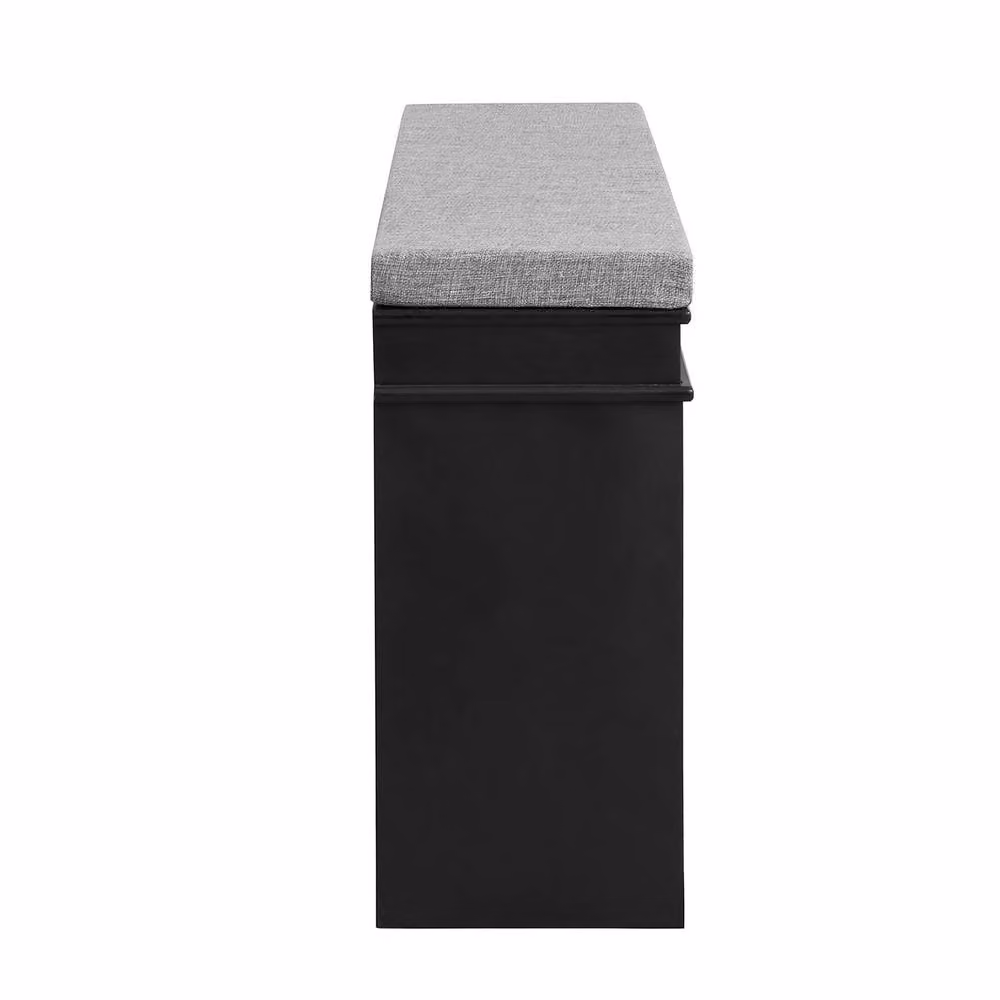SoBuy Slim Entrance Bench with Cushioned Fabric Seat and Shoe Storage in Black and Silver – 4