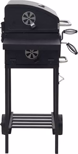 Berkfield Home Charcoal BBQ Grill with Warming Rack, Thermometer and Wheels, Black – 1