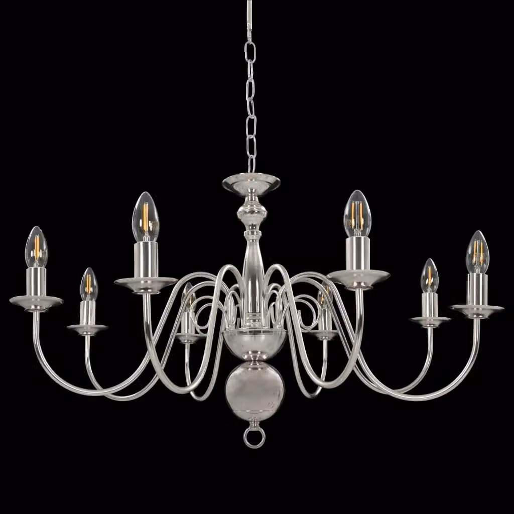 Berkfield Home Antique Silver Metal Suspended Chandelier for 8 x E14 Bulbs – 2