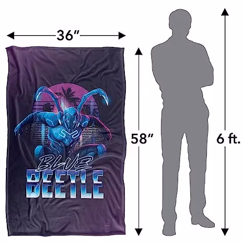 Warner Bros. Blue Beetle 2023 City Protector Silky Touch Super Soft Fleece Throw Blanket, Blue and Multicolour, W: 91 cm, D: 147 cm – 3