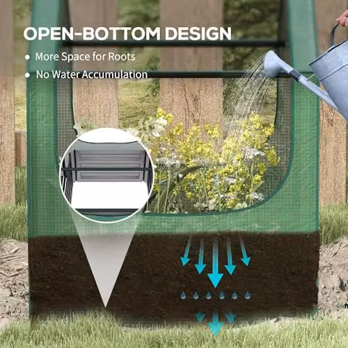 Outsunny Raised Garden Bed Planter with Mini Greenhouse, Green and Silver – 3