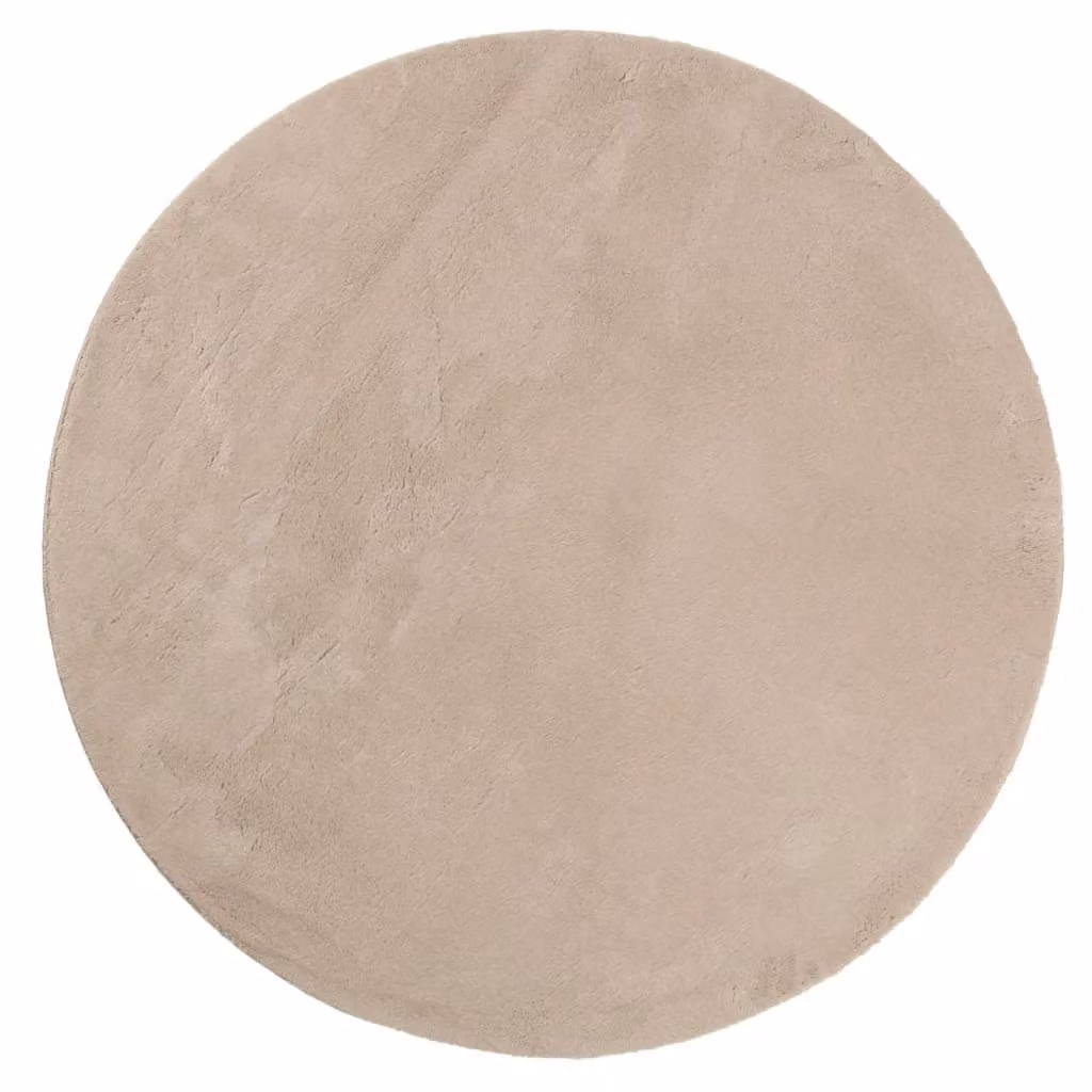 Berkfield Home HUARTE Round Short Pile Washable Rug in Sand and Brown, Diameter: 80 cm – 1