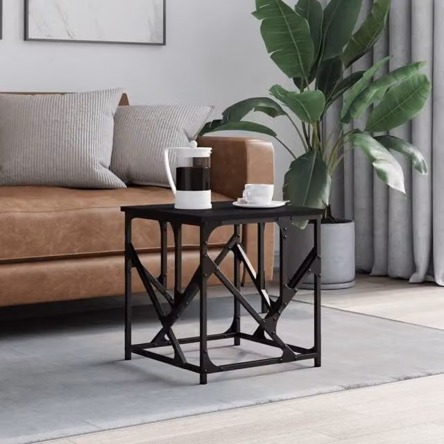 Berkfield Home Black Square Coffee Table with X-Frame Design, W/D/H: 45 x 45 x 47.5 cm – 1