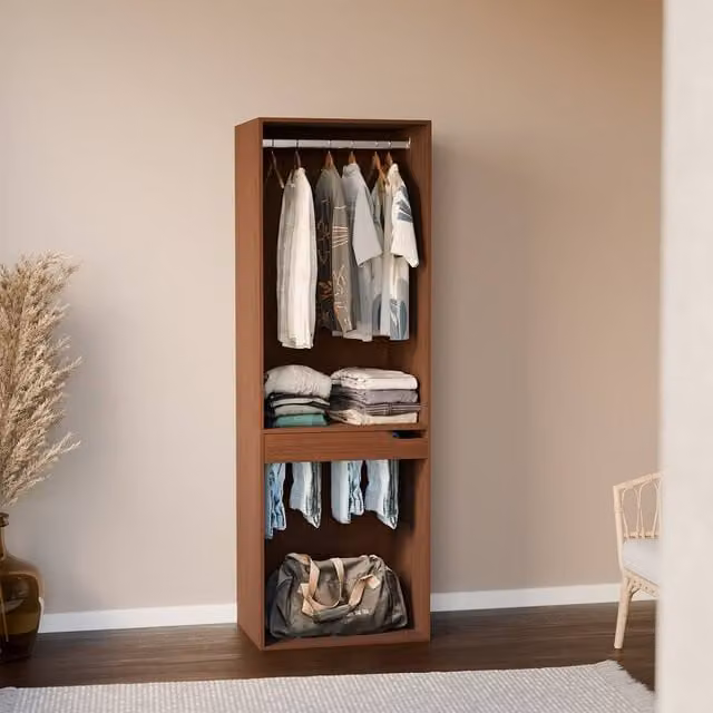 sweeek Modular Open Wardrobe Rail Unit in Dark Brown, W/D/H: 180 x 60 x 45 cm