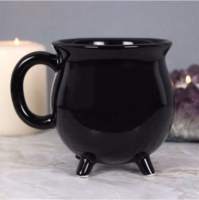 KDMD Plain Black Cauldron Mug in New Bone China