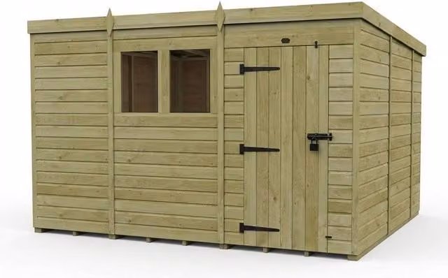 Buttercup Farm Natural Timber Pent Garden Shed with Single Door and Windows W/D/H: 305 x 305 x 210 cm – 1