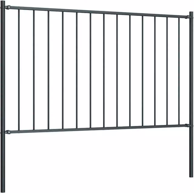Berkfield Home Powder-coated Steel Fence Panel with Posts, Anthracite Dark Grey, H: 170 cm, W: 75 cm – 1