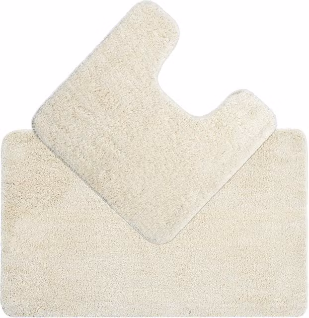 Allure Bath Fashions Two Piece Microfibre Non-Slip Bath and WC Pedestal Mat Set in Beige