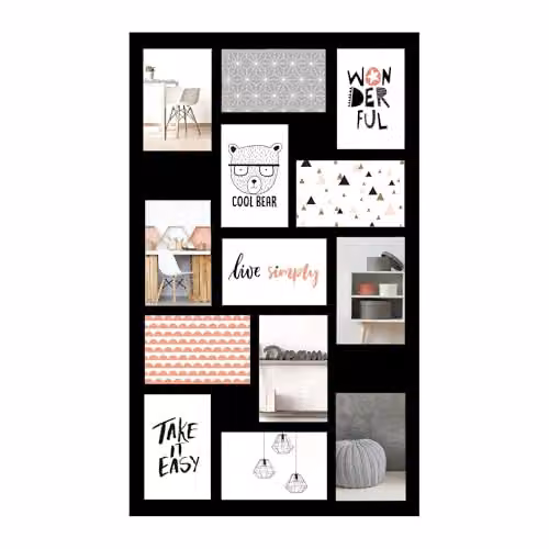 Nielsen Design Modern Black and White Multi-Aperture Collage Photo Frame for 13 x 10 x 15 cm Photos with Glass Front – 1