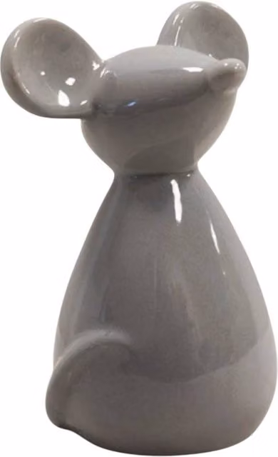 Four Candle Grey Ceramic Mouse Tabletop Decoration, W: 14.5 cm, H: 10.4 cm, D: 4.0 cm