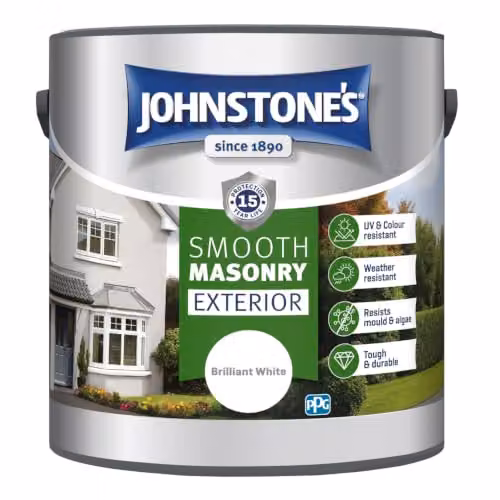 Johnstone's Exterior Smooth Masonry Paint, White, 2.5L – 4