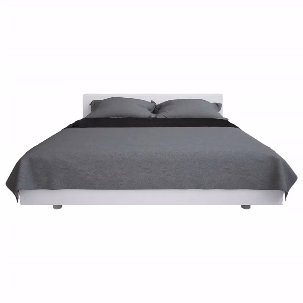 Berkfield Home Reversible Quilted Microfibre Bedspread in Grey and Black, W: 220 cm, D: 240 cm – 3