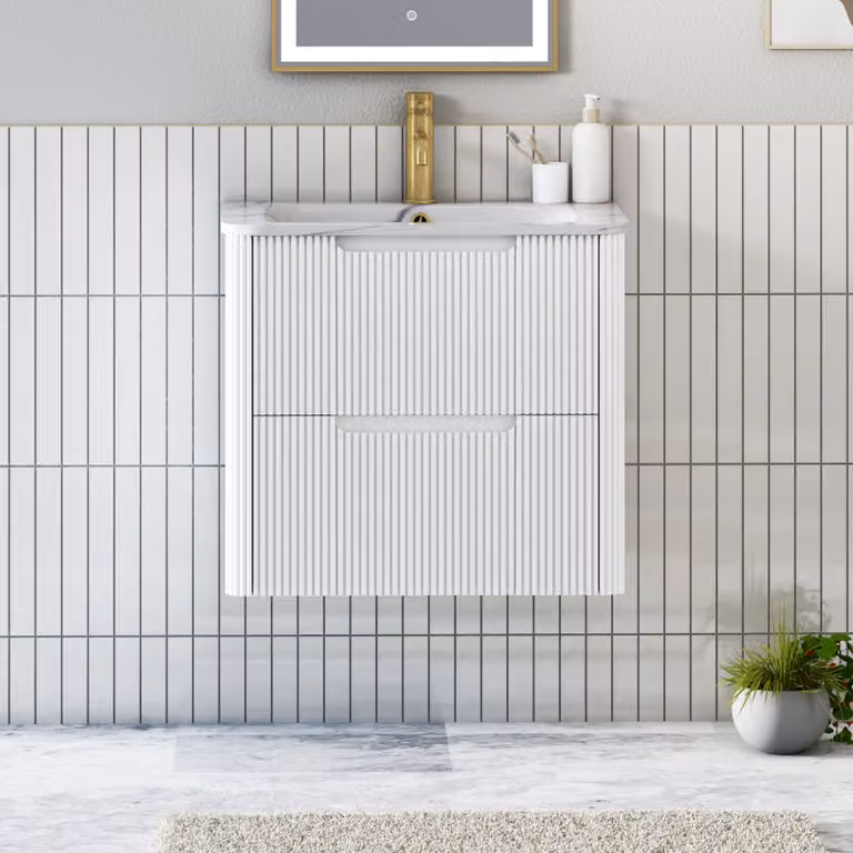 Royal Bathrooms Avenza Matt White Wall Hung Vanity Unit with 2 Soft Close Drawers