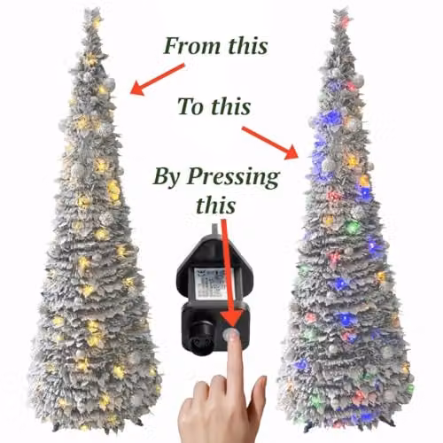 Best Artificial 6ft Pre-lit and Pre-Decorated Pop-up Snow Flocked Christmas Tree in White – 2