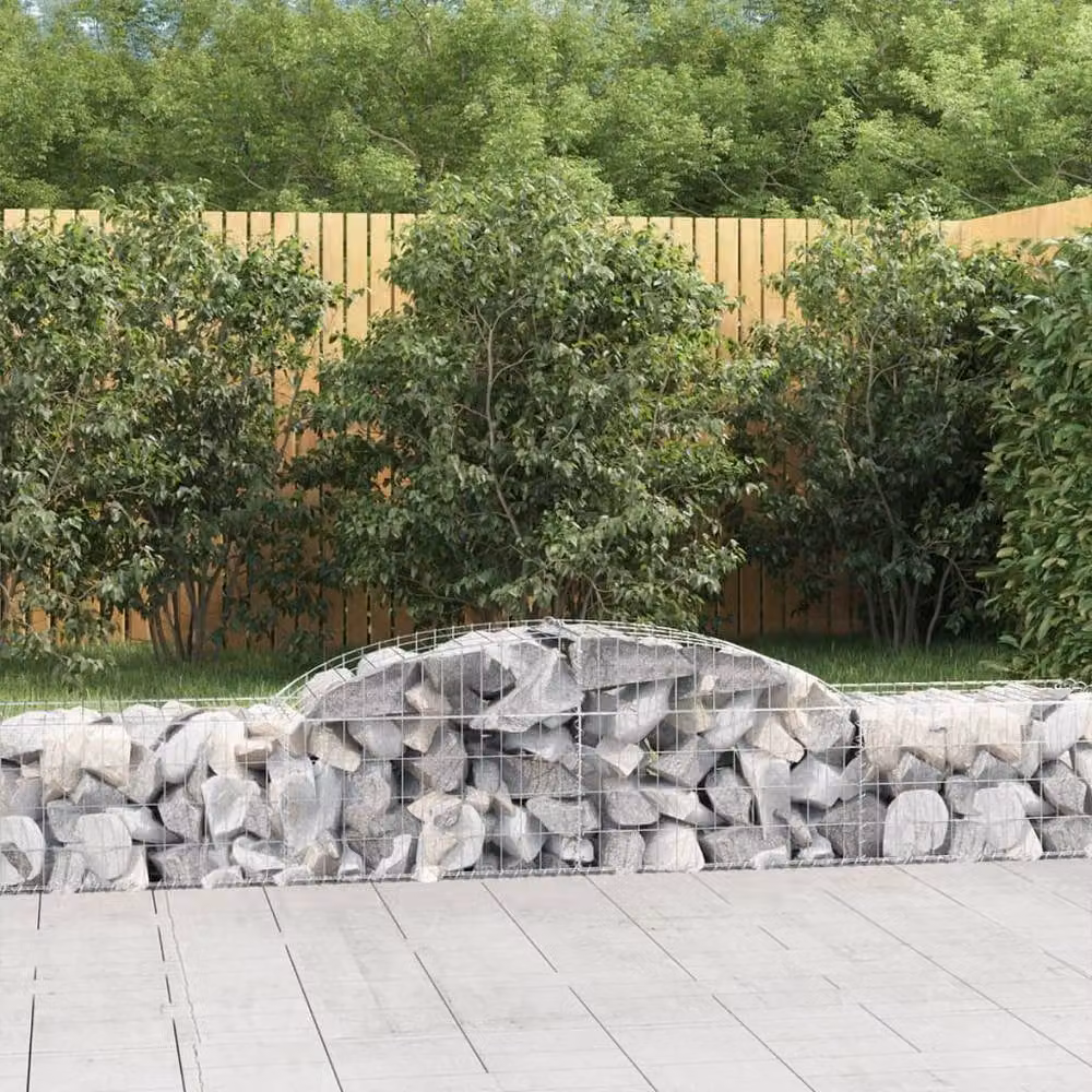 Berkfield Home Arched Gabion Baskets, 3 Piece Set, Silver Galvanised Steel, W: 300 cm, D: 50 cm, H: 40-60 cm – 2