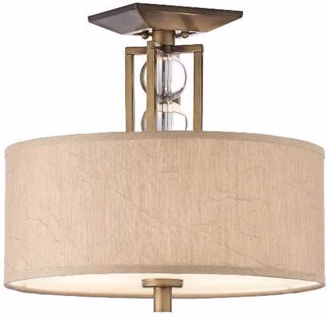 Elstead Celestial 3 Light Semi Flush Ceiling Light in Bronze and Beige with E27 Bulbs
