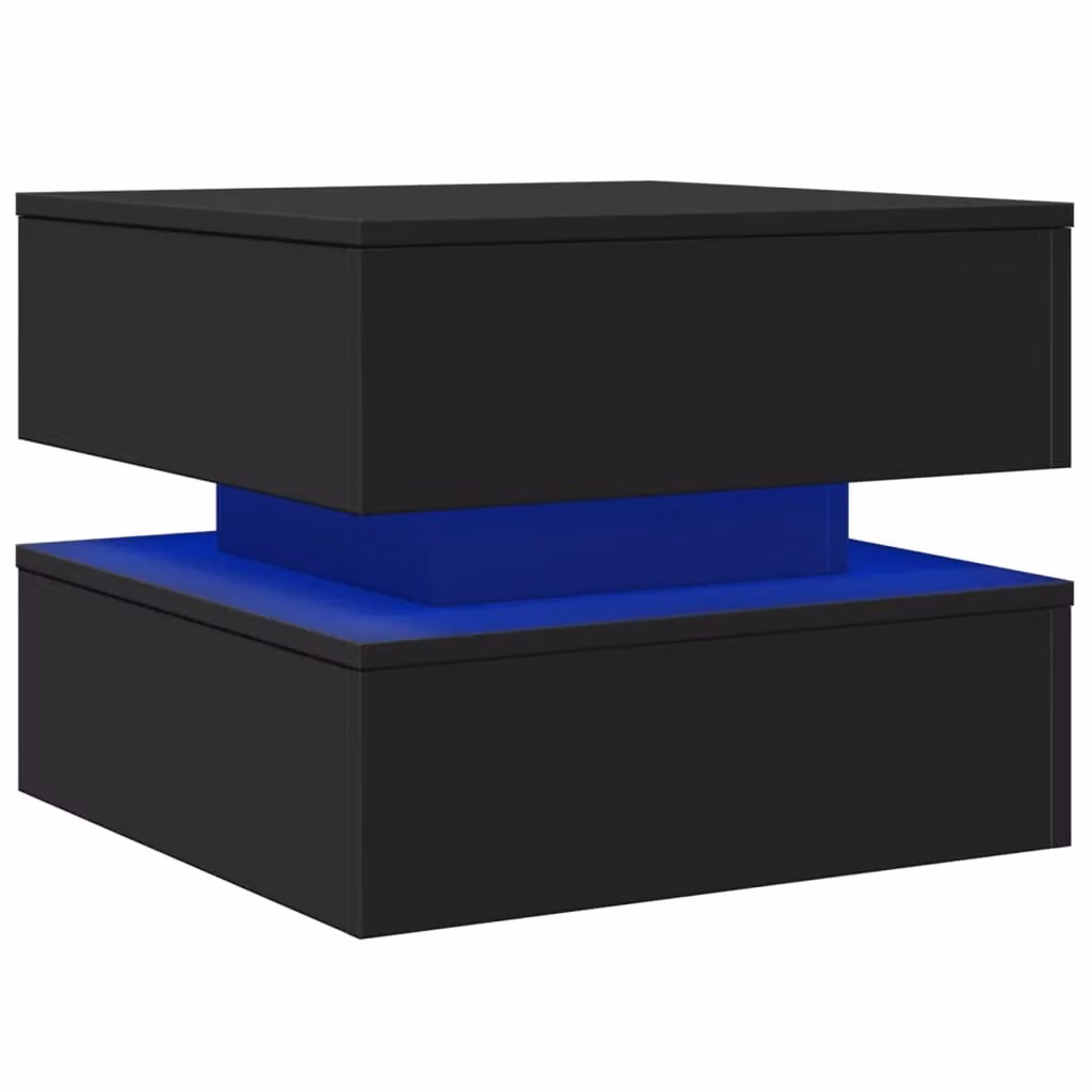 Berkfield Home Modern Black Square Coffee Table with LED Lights W/D/H: 50 x 50 x 40 cm – 3