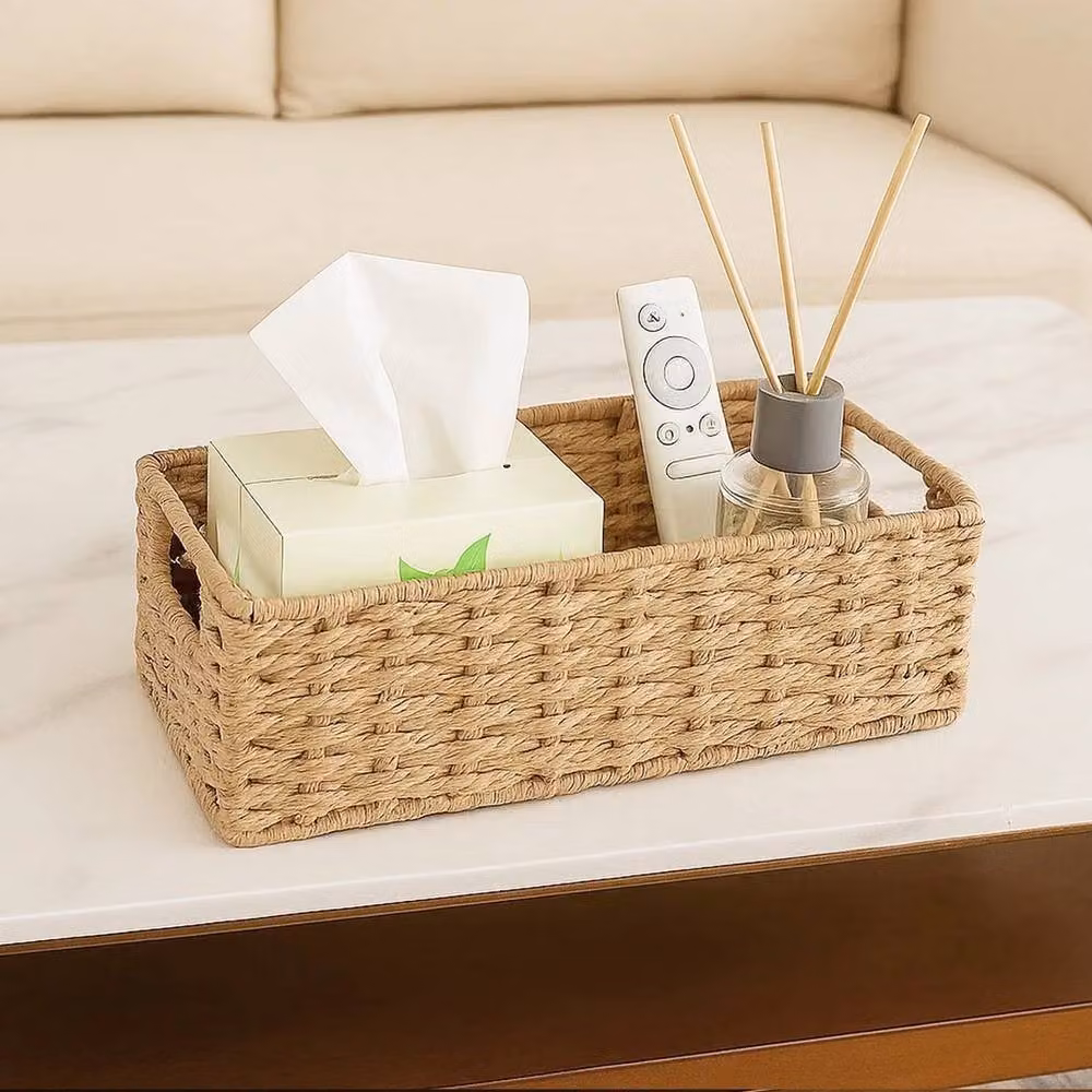 Havendro Stackable Open Weave Seagrass Bathroom Organizer Baskets in Beige and Sand – 2