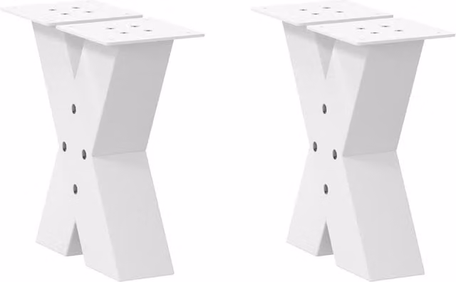 Berkfield Home X-Shaped Coffee Table Legs, 2 Piece White Steel Set, H 40 x W 30.5 x D 30.5 cm