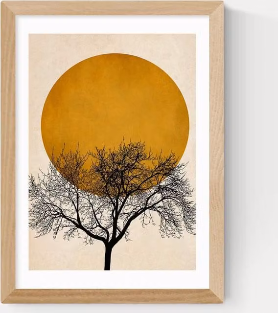 East End Prints Winter Morning by Kubistika Framed Nature Art Print in White, Beige and Yellow