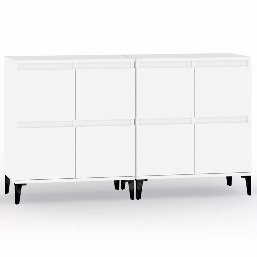 Berkfield Home Set of 2 Modern White Sideboards in Engineered Wood, W/D/H: 60 x 35 x 70 cm – 2