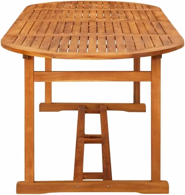 Berkfield Home Beautiful Garden Dining Table in Brown Solid Oiled Acacia Wood, W/D/H: 220 x 90 x 75 cm