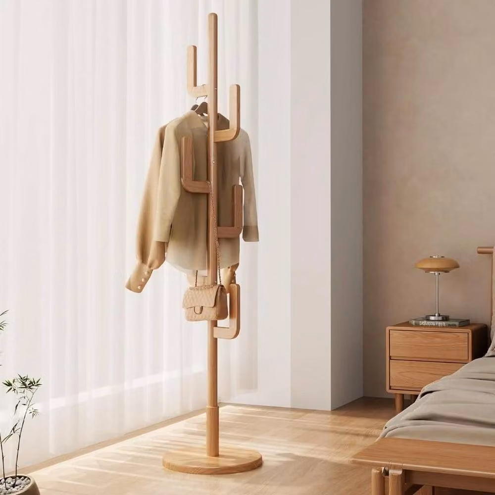 KORVIXA Natural Solid Wood Hall Tree Branch Hanger Stand in Beige, Height: 90 cm – 2