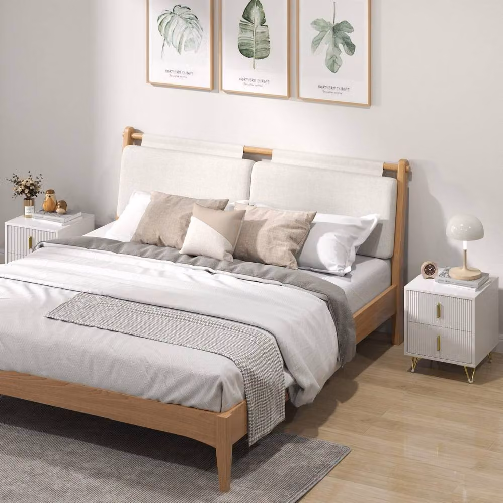 Wyld Haus Nehana Set of 2 White and Gold 2 Drawer Bedside Chests W/D/H: 40 x 40 x 47 cm – 3