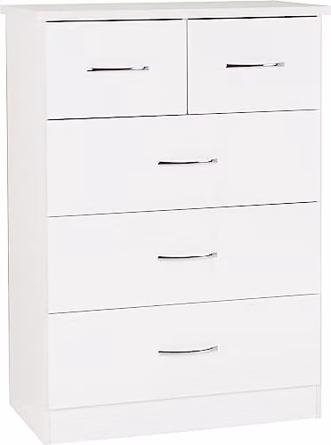 Seconique Nevada 3+2 Drawer Chest in White Gloss