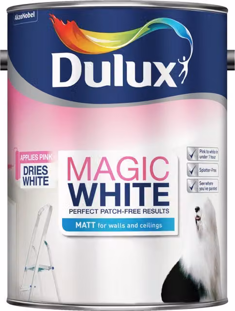 Dulux Magic White Matt Paint in Pure Brilliant White, 5l
