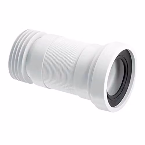 McAlpine WC-F23R Flexible WC Connector for Wall and Floor Pans, White, Extends to 310mm, Fits 97–107mm Inlet and 4"/110mm Outlet
