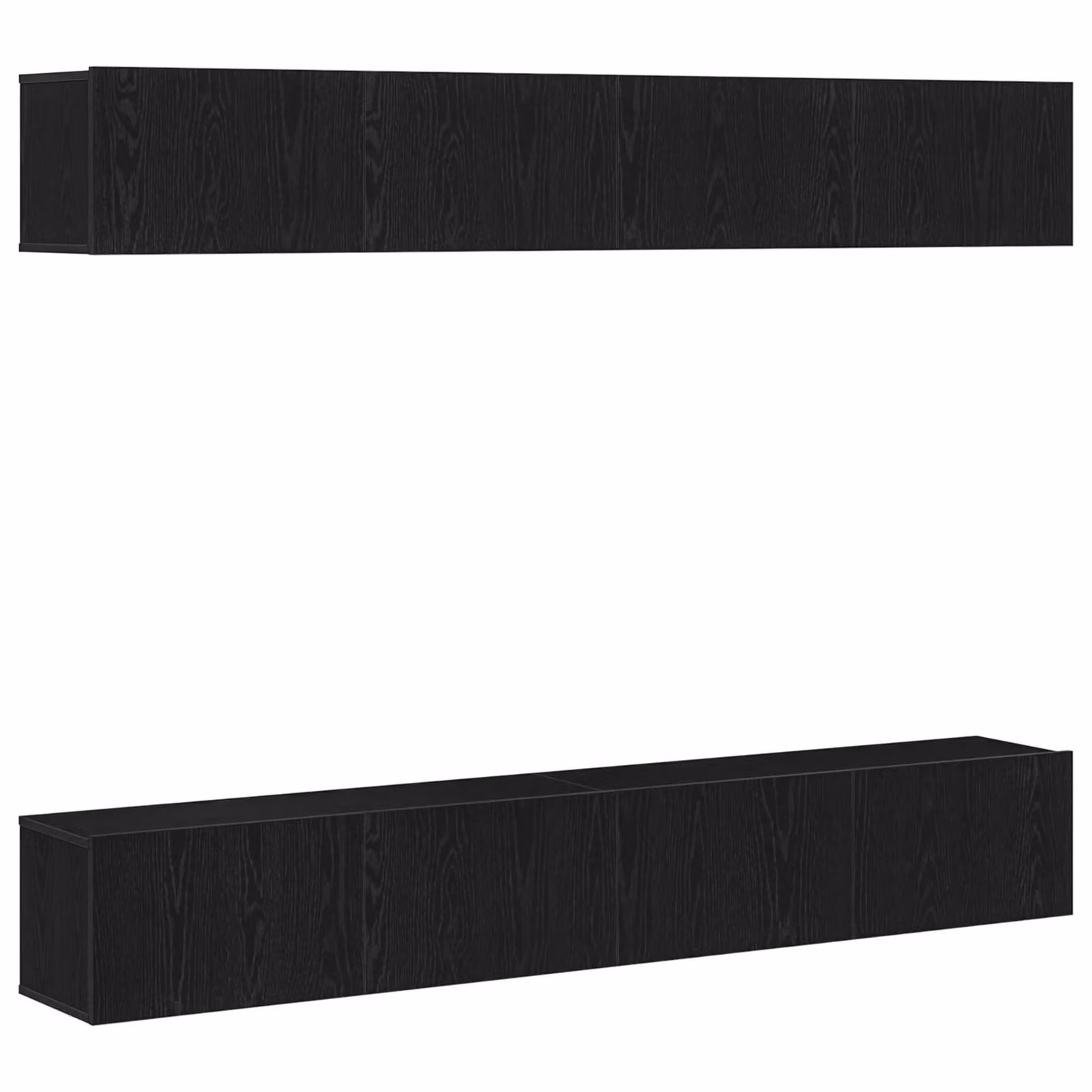 Berkfield Home 4-Piece Wall-Mounted Modern TV Cabinet Set in Black Oak Matt MDF – 2