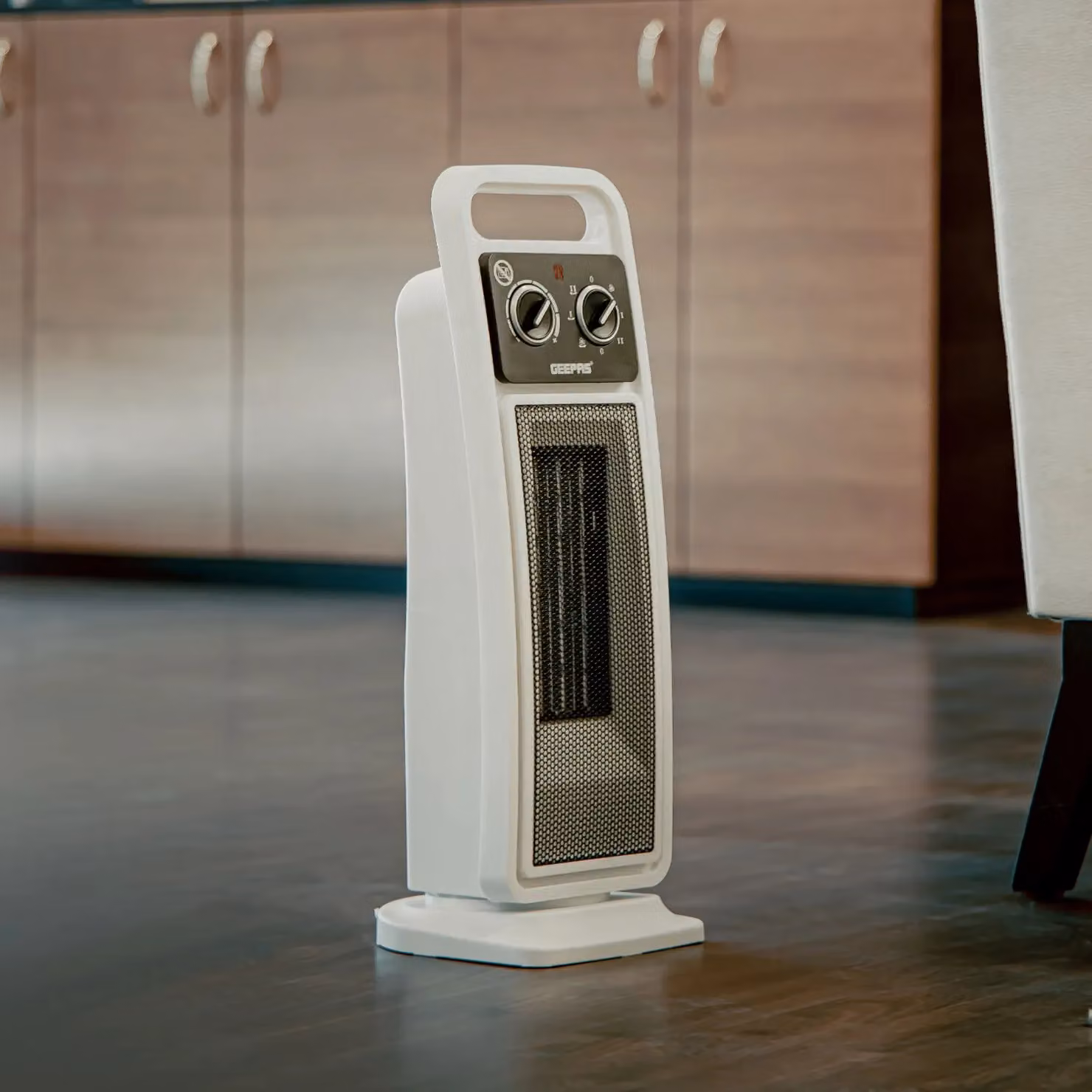 Geepas 2kW Ceramic Tower Fan Heater with Oscillation and 2 Heat Settings in White – 2