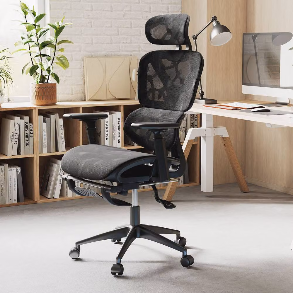 Costway Black Mesh Executive Office Chair with Headrest and Armrests – 10