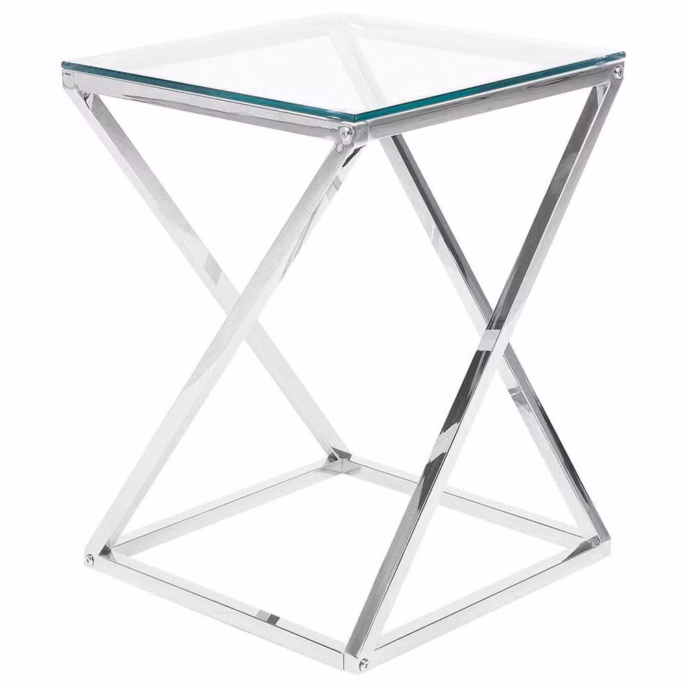 Wyld and Coco Square Side Table with Silver Glass Top, W/D/H: 40 x 40 x 55 cm – 2