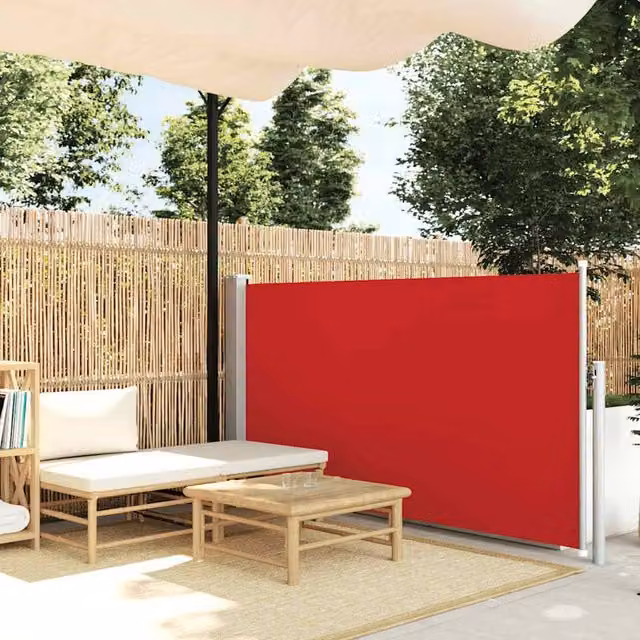 Berkfield Home Red Retractable Side Awning with Manual Pull and Steel Frame, W/H: 500 x 100 cm