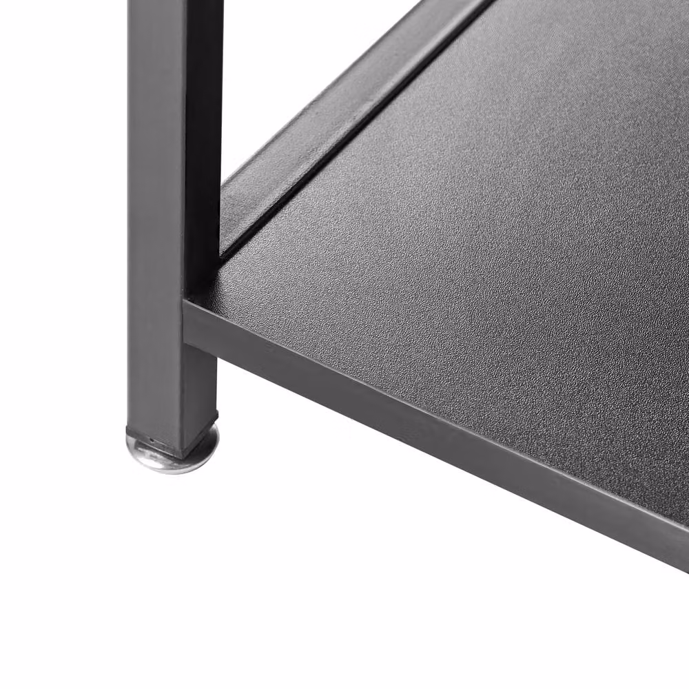 Wyld and Coco Gaming Desk with LED Lighting, Black Wood Top and Iron Frame featuring 3 Side Shelves – 4